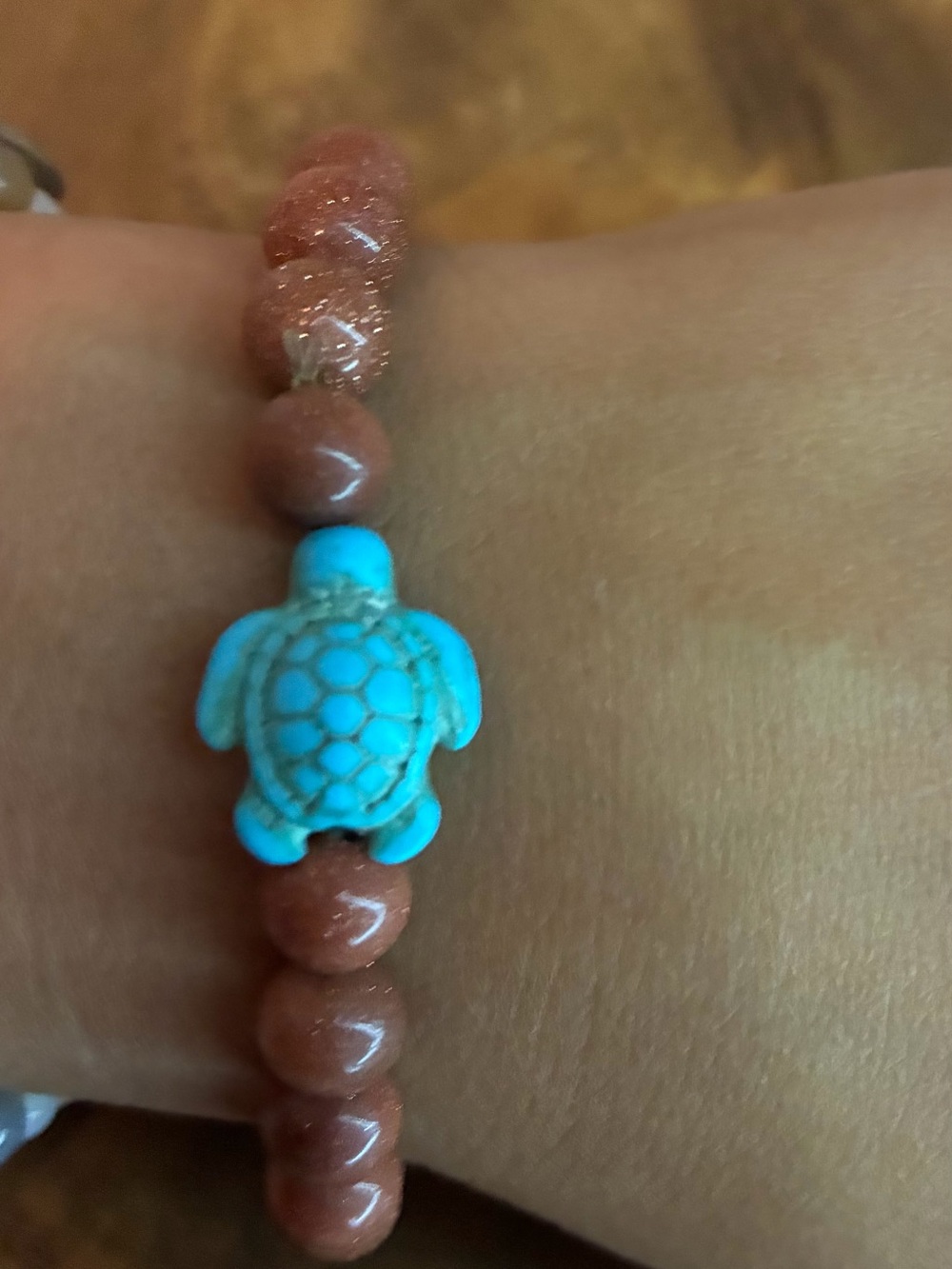 Source Unknown Brown Beaded Bracelet with Turquoise Accent